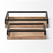 Mercana Ross Natural Wood W/ Black Metal Nesting Trays in Brown (Set Of 2)