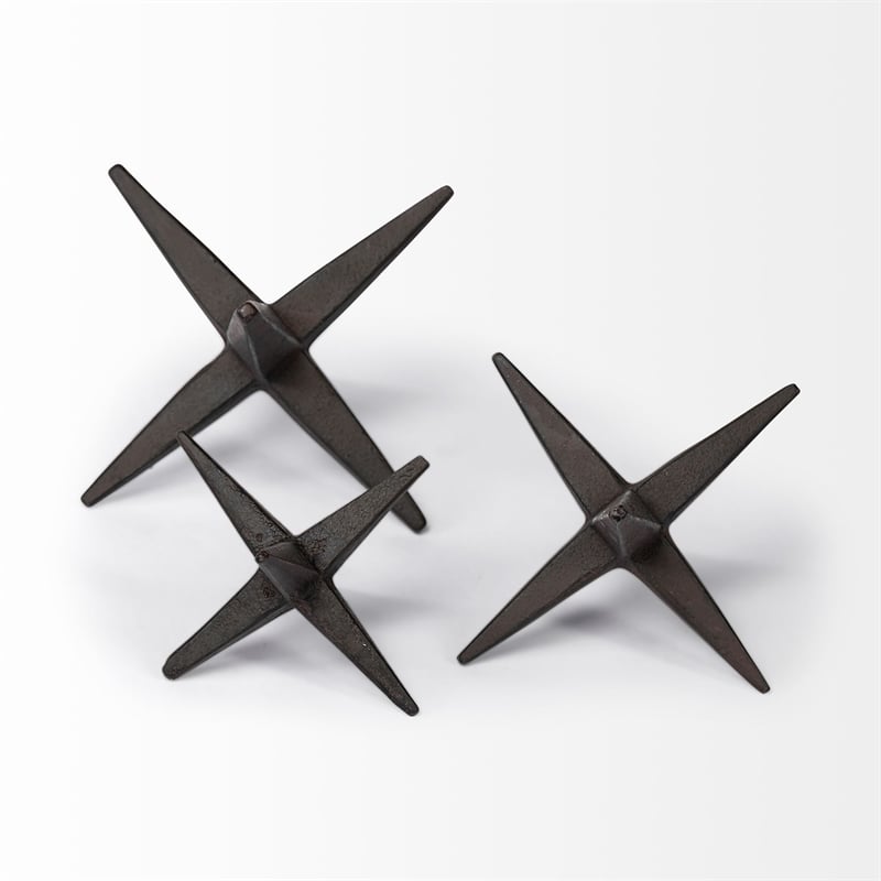 Mercana Rhea Brown Cast Iron Small Medium Large Jacks (Set Of 3)