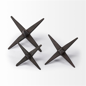 Mercana Rhea Brown Cast Iron Small Medium Large Jacks (Set Of 3)