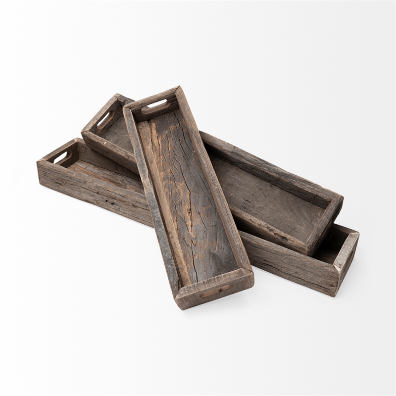 Mercana Vernon Large 36L X 7W Brown Reclaimed Wood Tray