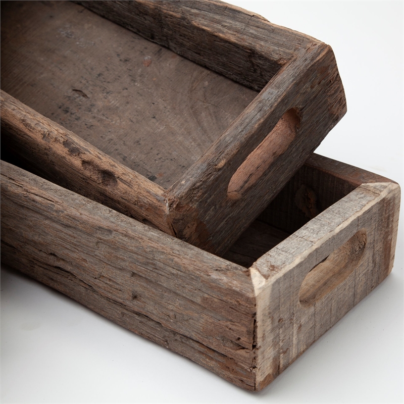 Mercana Vernon Large 36L X 7W Brown Reclaimed Wood Tray