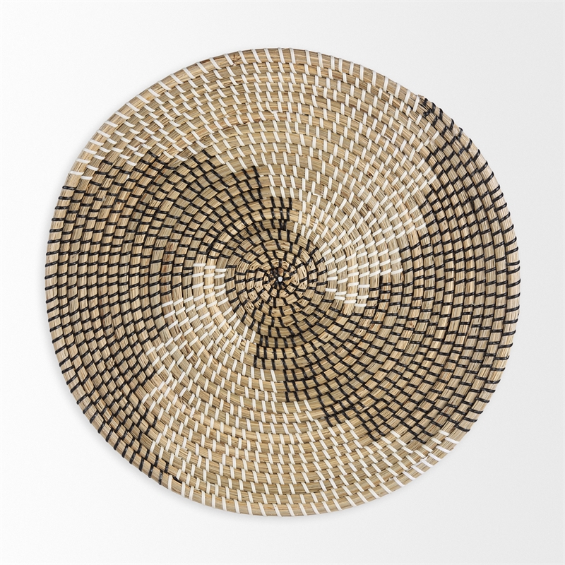 Mercana Luna Large Light Brown Seagrass Round Wall Hanging Plate