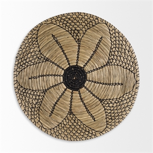 Mercana Mekhi Light Brown Seagrass W/Black String Round Wall Hanging Plate