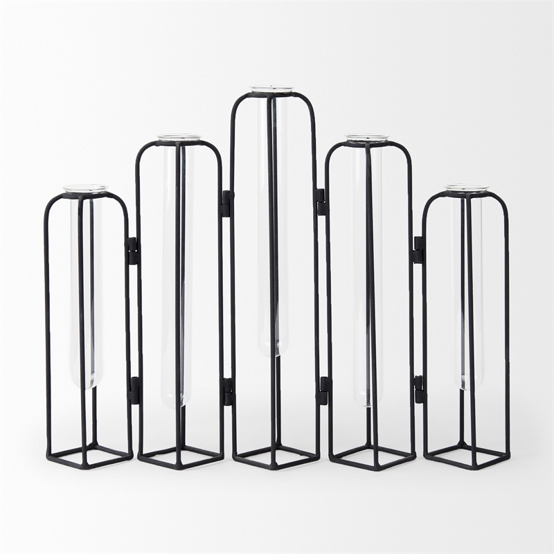 Mercana Mila 13.4L X 2.5W X 11.0H Metal And Glass Decorative Accent in Black