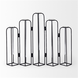 Mercana Mila 13.4L X 2.5W X 11.0H Metal And Glass Decorative Accent in Black