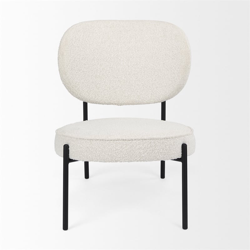 Mercana Amelia Cream Boucle W/Black Metal Upholstered Accent Chair