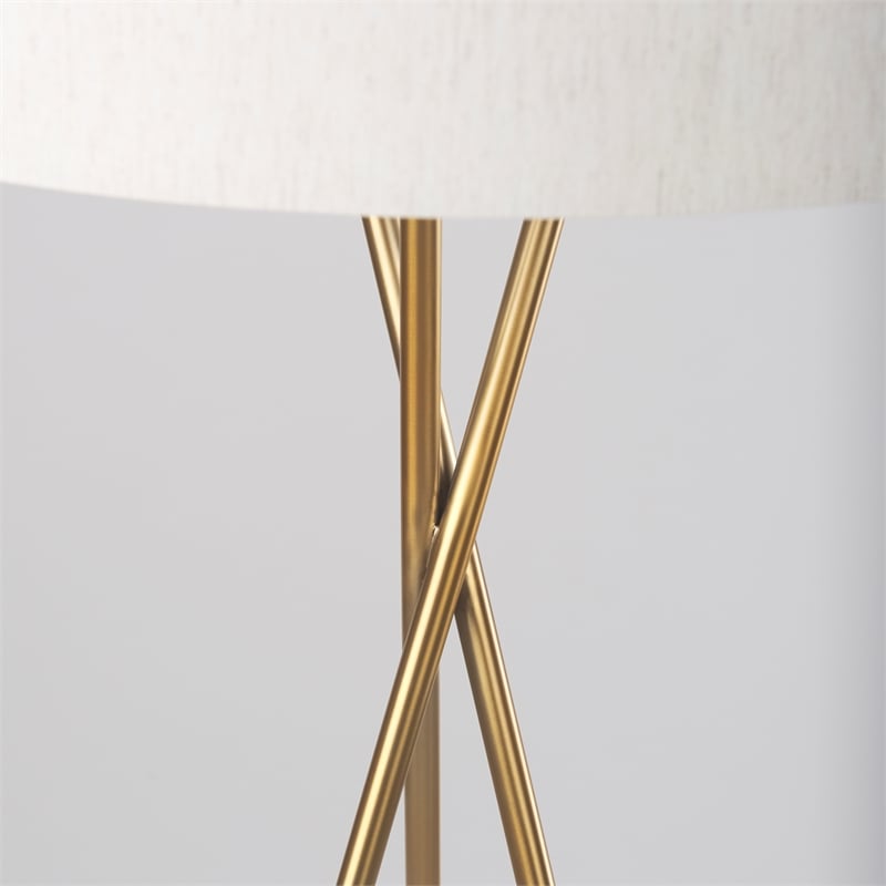 Mercana Ambrose 20.0L X 20.0W X 61.8H Gold Metal W/Cream Fabric Shade Floor Lamp