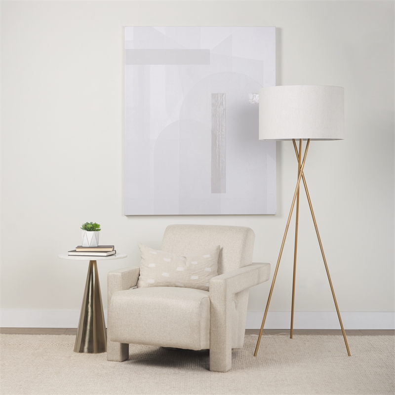 Mercana Ambrose 20.0L X 20.0W X 61.8H Gold Metal W/Cream Fabric Shade Floor Lamp