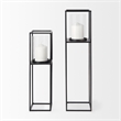 Mercana Cindy Matte Black Metal Glass Pillar Tabletop Candle Holders in Set Of 2