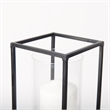 Mercana Cindy Matte Black Metal Glass Pillar Tabletop Candle Holders in Set Of 2