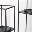 Mercana Cindy Matte Black Metal Glass Pillar Tabletop Candle Holders in Set Of 2