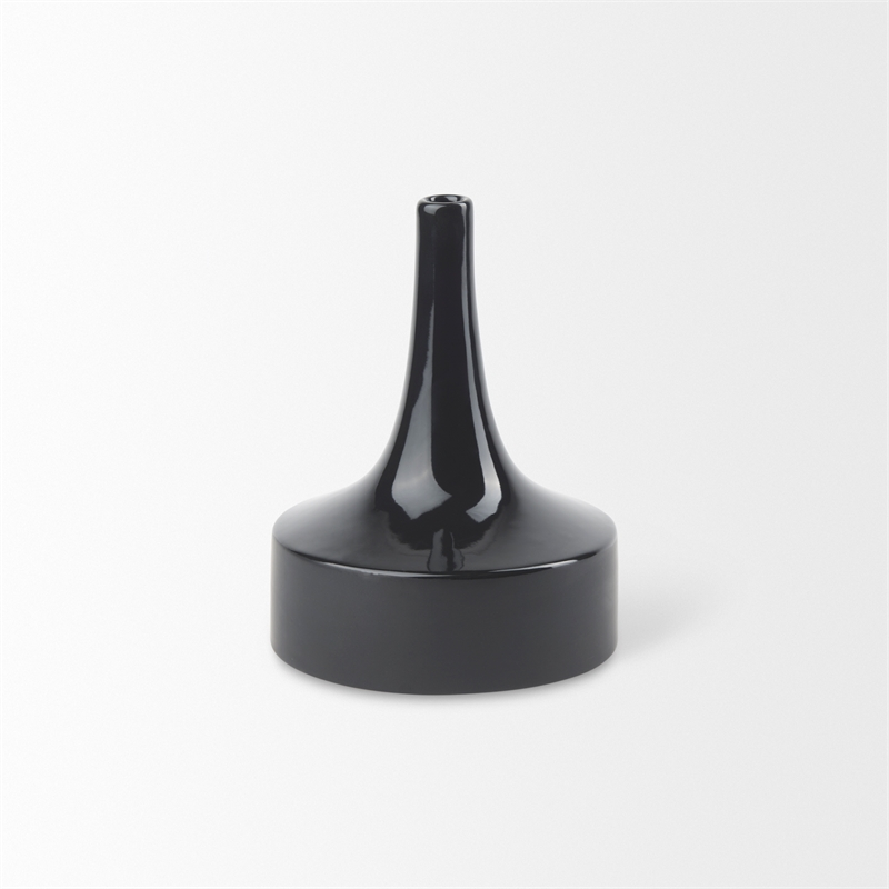 Mercana Burton 8.3H Small Glossy And Matte Black Ceramic Jug Vase
