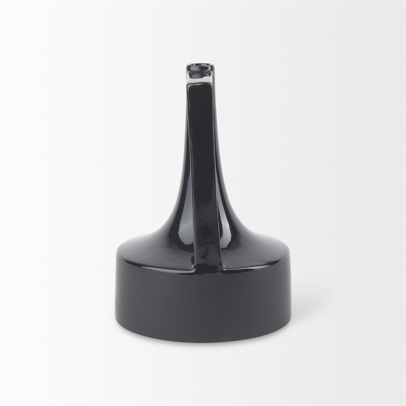 Mercana Burton 11.6H Medium Glossy And Matte Black Ceramic Jug Vase