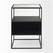 Mercana Samson Side Table Matte Black Metal And Glass in Clear