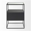 Mercana Samson Side Table Matte Black Metal And Glass in Clear