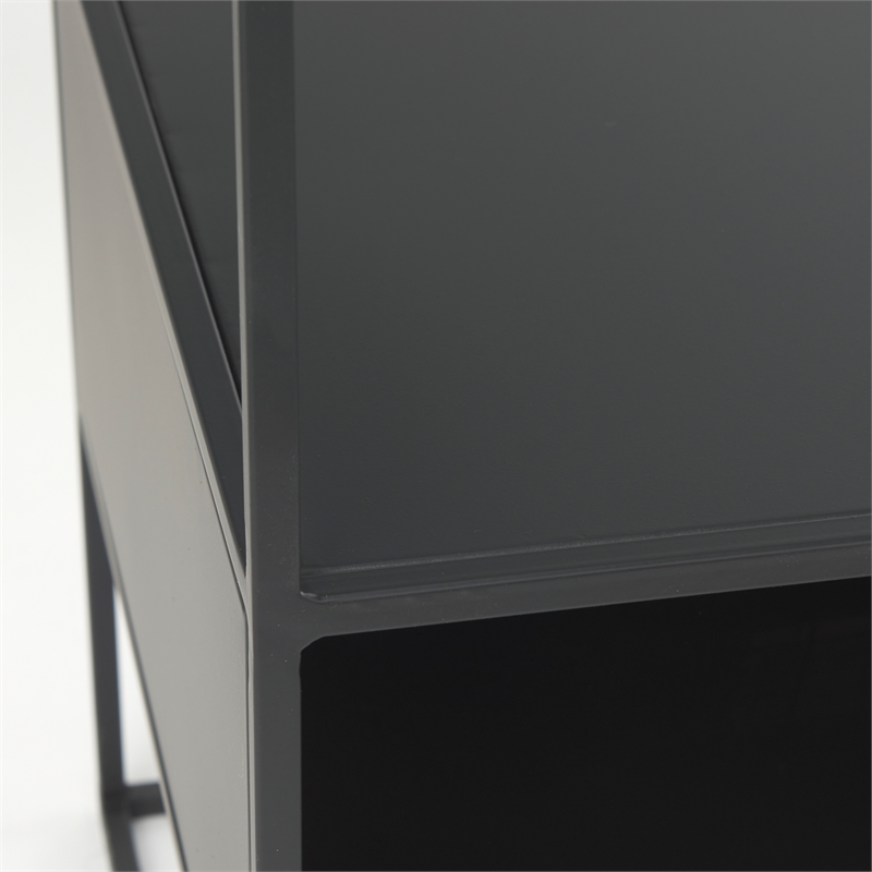 Mercana Samson Side Table Matte Black Metal And Glass in Clear