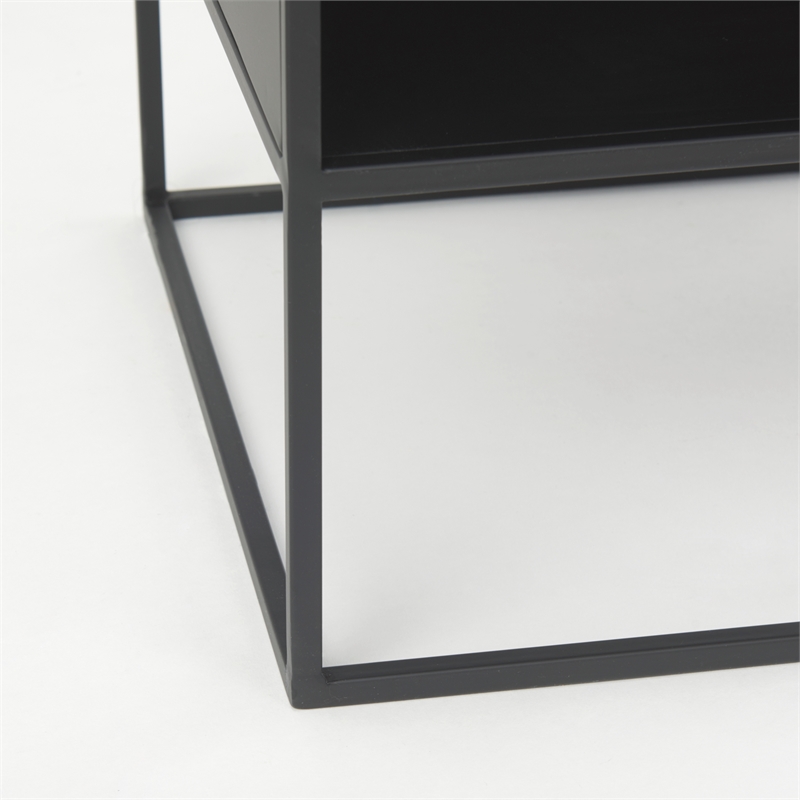 Mercana Samson Side Table Matte Black Metal And Glass in Clear