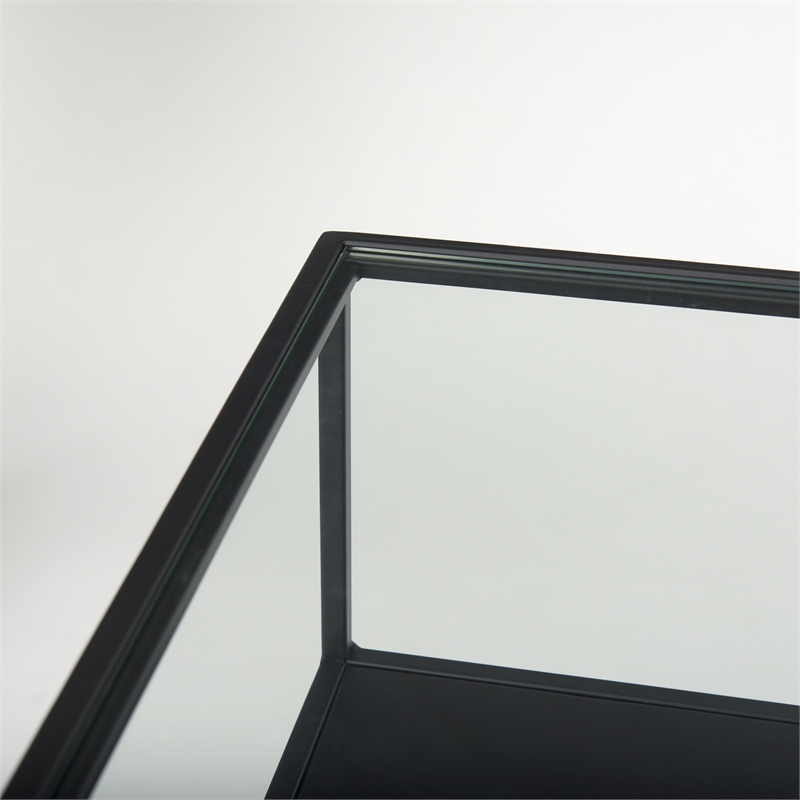 Mercana Samson Side Table Matte Black Metal And Glass in Clear