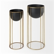 Mercana Danica Set Of 2 Matte Black Metal Plant Stands