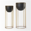 Mercana Danica Set Of 2 Matte Black Metal Plant Stands