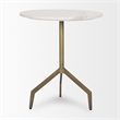 Mercana Serre Marble Top 3 Prong Gold Metal Base End Table