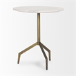 Mercana Serre Marble Top 3 Prong Gold Metal Base End Table