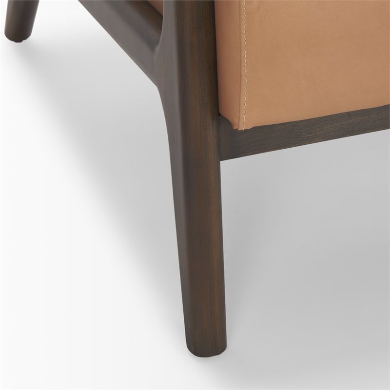 Mercana Cashel Accent Chair W/ Dark Brown Wood And Tan Genuine Leather