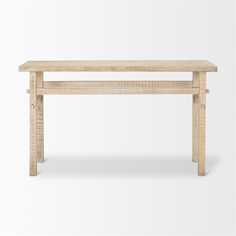 Mercana Rosie Small Blonde Wood Console Table in Brown