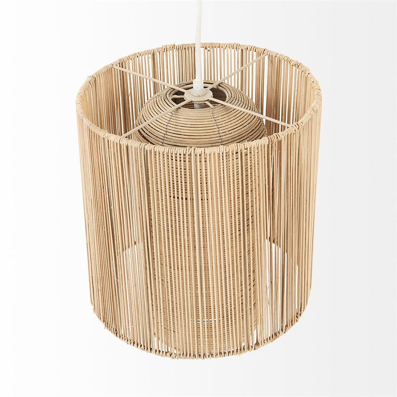 Mercana Aviario Natural Cane Cylindrical Pendant Light in Beige