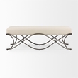 Mercana Ayla Cream Fabric Seat W/ Antique Nickel Frame Bench in Beige