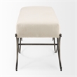 Mercana Ayla Cream Fabric Seat W/ Antique Nickel Frame Bench in Beige