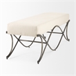 Mercana Ayla Cream Fabric Seat W/ Antique Nickel Frame Bench in Beige