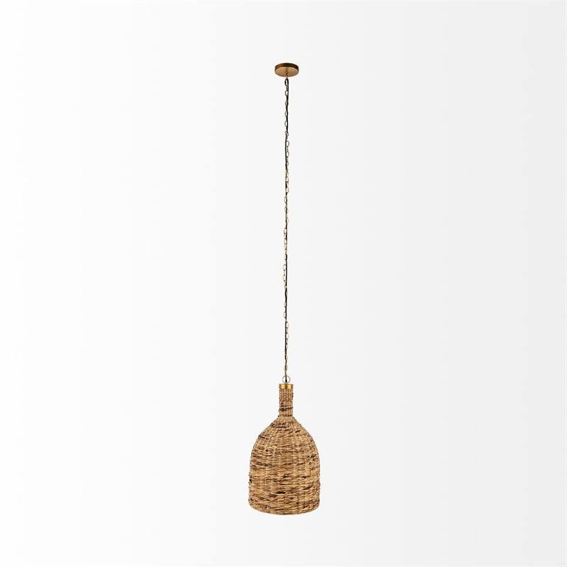 Mercana Campanile 16.0L X 16.0W X 27.0H Brown Whicker Pendant Light