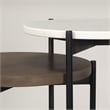 Mercana Larkin Marble & Dark Brown Wood Tabletop Nesting End/Side Table in White