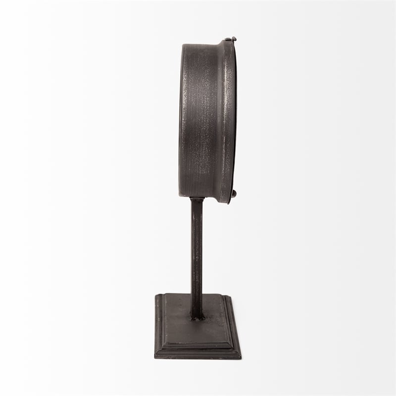 Mercana Attalack Ii Black Metal Round Face Table Clock