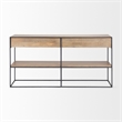 Mercana Morris Beige Wood W/ Black Metal Frame 2 Drawer Console Table