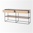 Mercana Morris Beige Wood W/ Black Metal Frame 2 Drawer Console Table