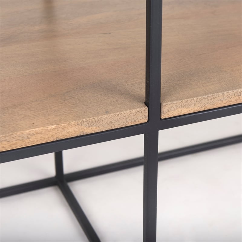 Mercana Morris Beige Wood W/ Black Metal Frame 2 Drawer Console Table