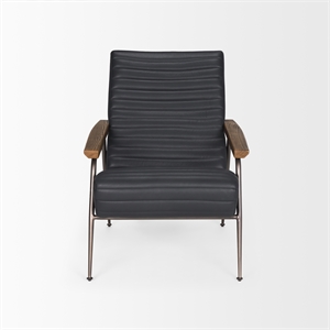 Mercana Grosjean Black Leather W/ Black Metal Frame Accent Chair