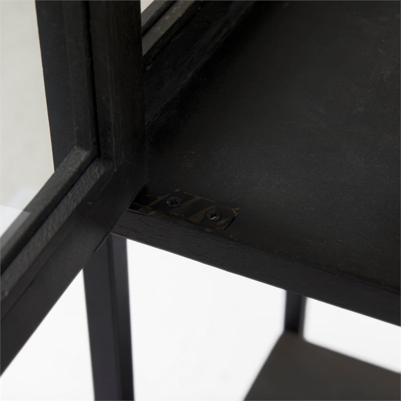 Mercana Arelius Dark Brown Wood W/ Black Metal Base Display Cabinet