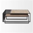 Mercana Miles Black Metal W/ Light Wood Nesting Coffee Table