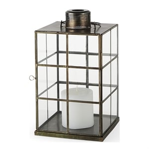 Mercana Grimwig Small 8L X 8W X 15H Lantern W/Sheet Base Without Bevel in Gold