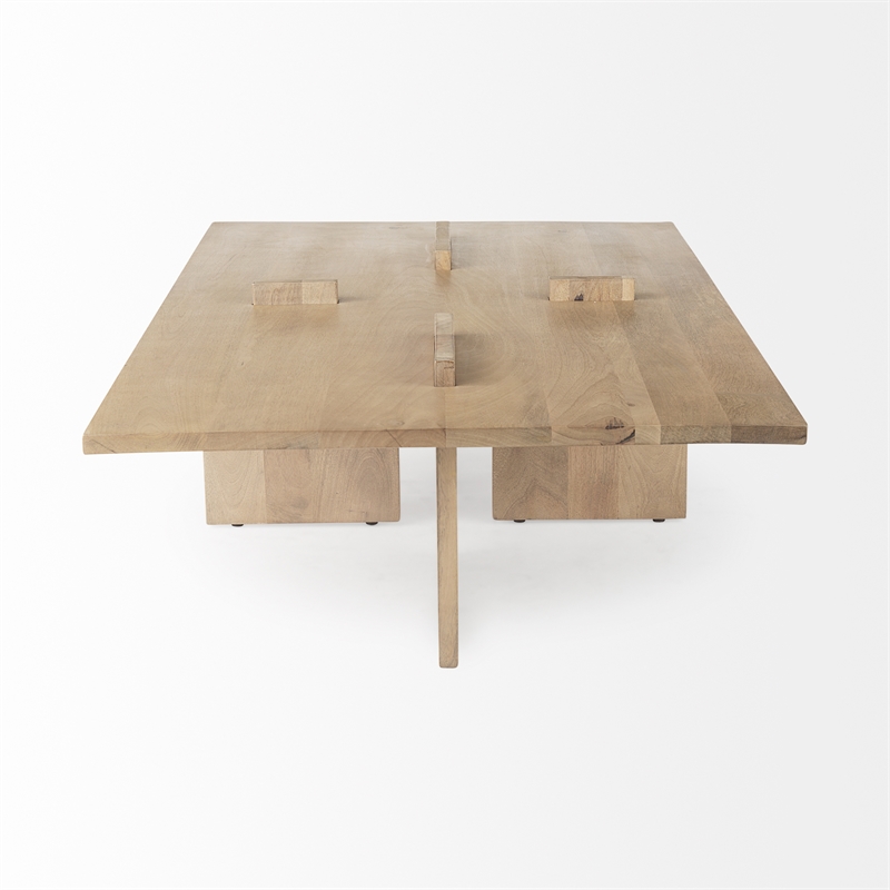 Aida 56 x 34 Rectangular Light Brown Wood Coffee Table