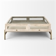 Arelius White Wood Gold Metal Base Square Display Coffee Table