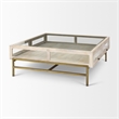 Arelius White Wood Gold Metal Base Square Display Coffee Table