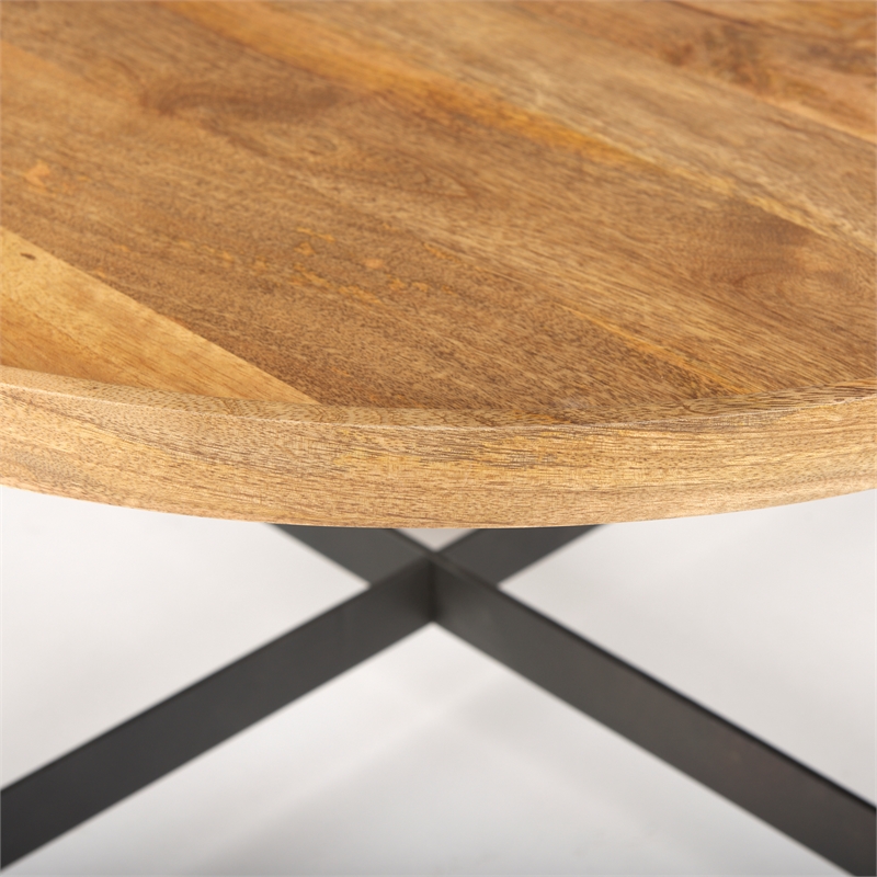 Mercana Marquisa Small Wood and Metal Coffee Table in Brown/Black