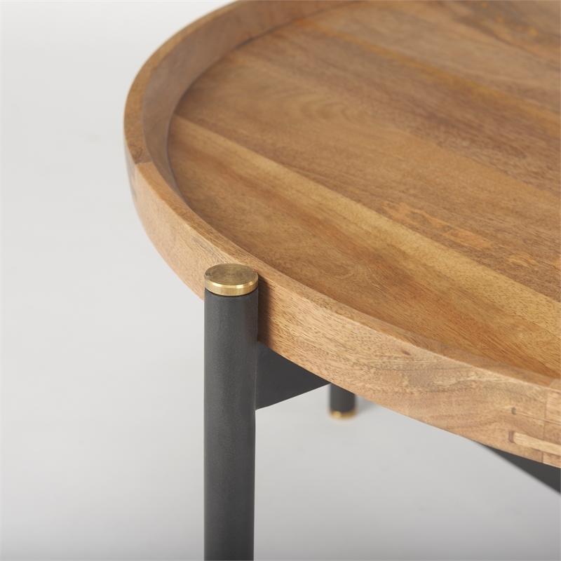 Mercana Marquisa Small Wood and Metal Coffee Table in Brown/Black