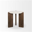 Mercana Rumer Dark Brown Wood with White Marble Side Table