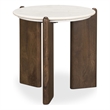 Mercana Rumer Dark Brown Wood with White Marble Side Table