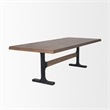 Araxi Rectangular Dark Brown Wood w/ Black Metal Base Dining Table
